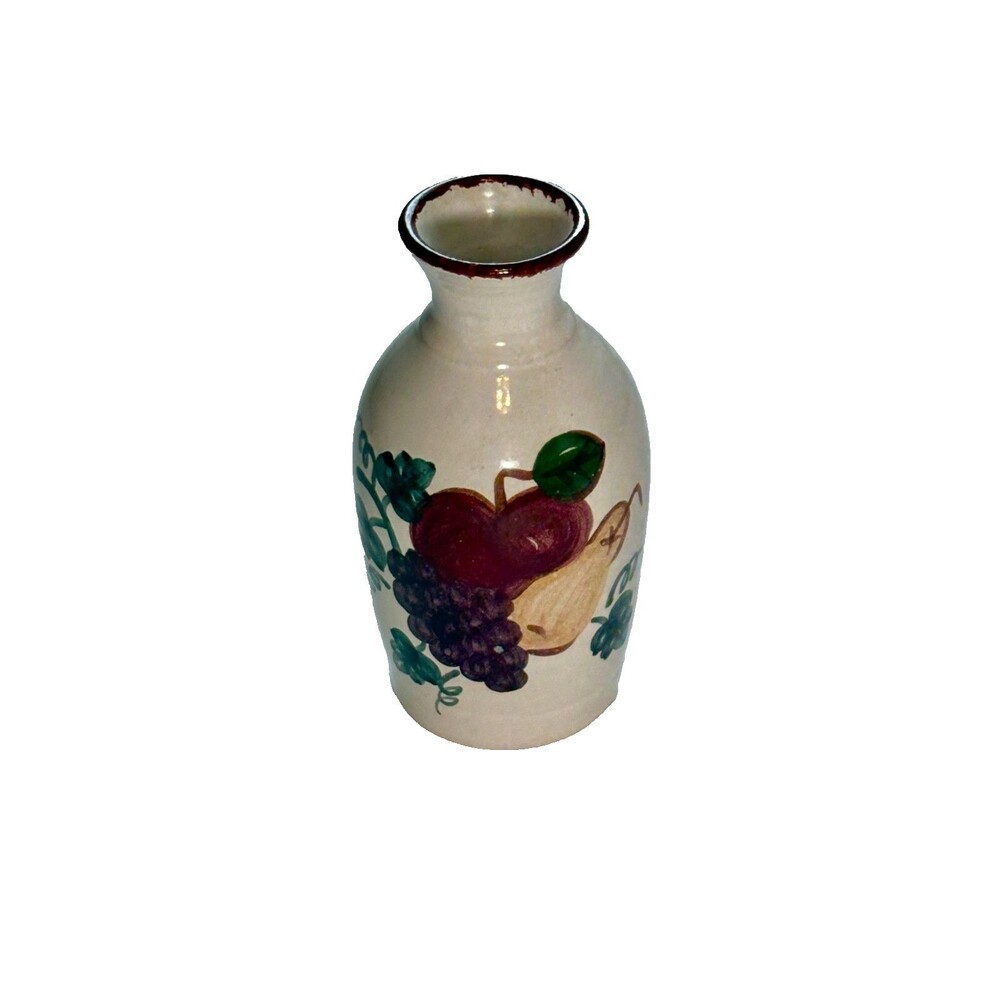 Vintage Nichols Pottery N.C. Bud Vase White Glazed W/ Grapes 6” Signed Dated
